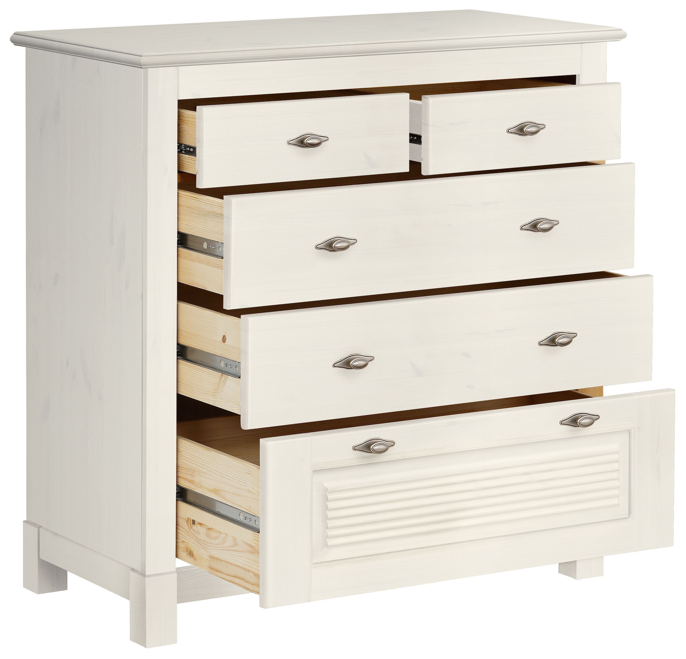 Home affaire Schubkastenkommode »Rauna« aus massiver Kiefer mit 5 Schubladen, Breite 96 cm