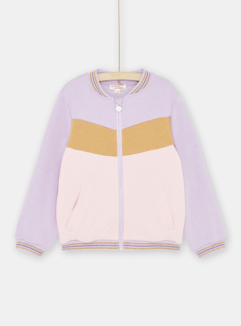 Sweat mauve color block fille