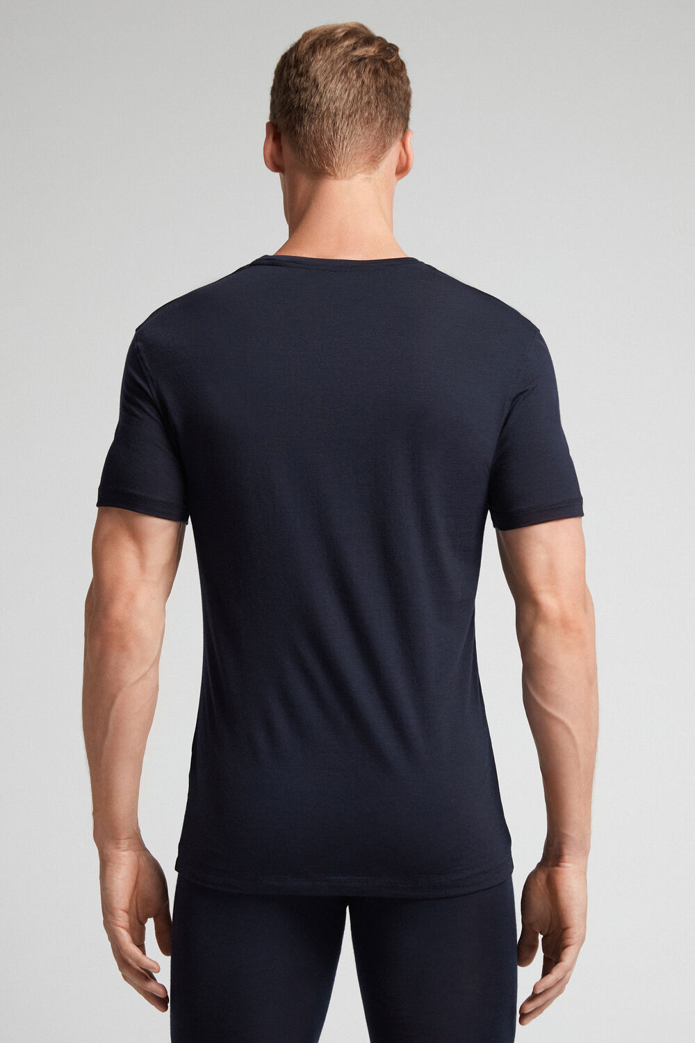 Camiseta de manga curta em lã merino elástica