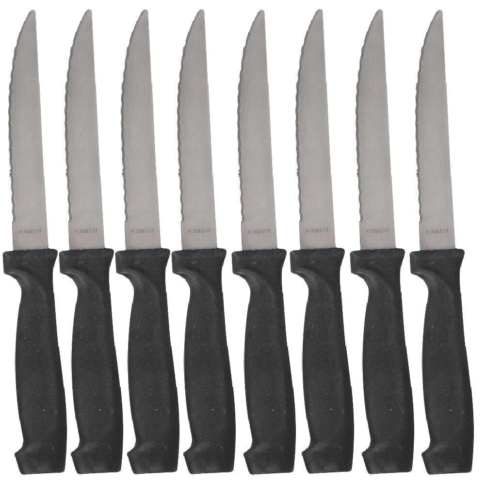 Couteau lame inox manche noir x10
