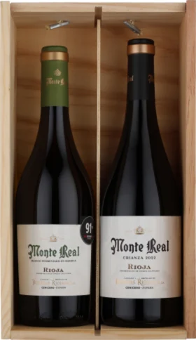 MONTE REAL RED & WHITE WOODEN BOX 2X75CL