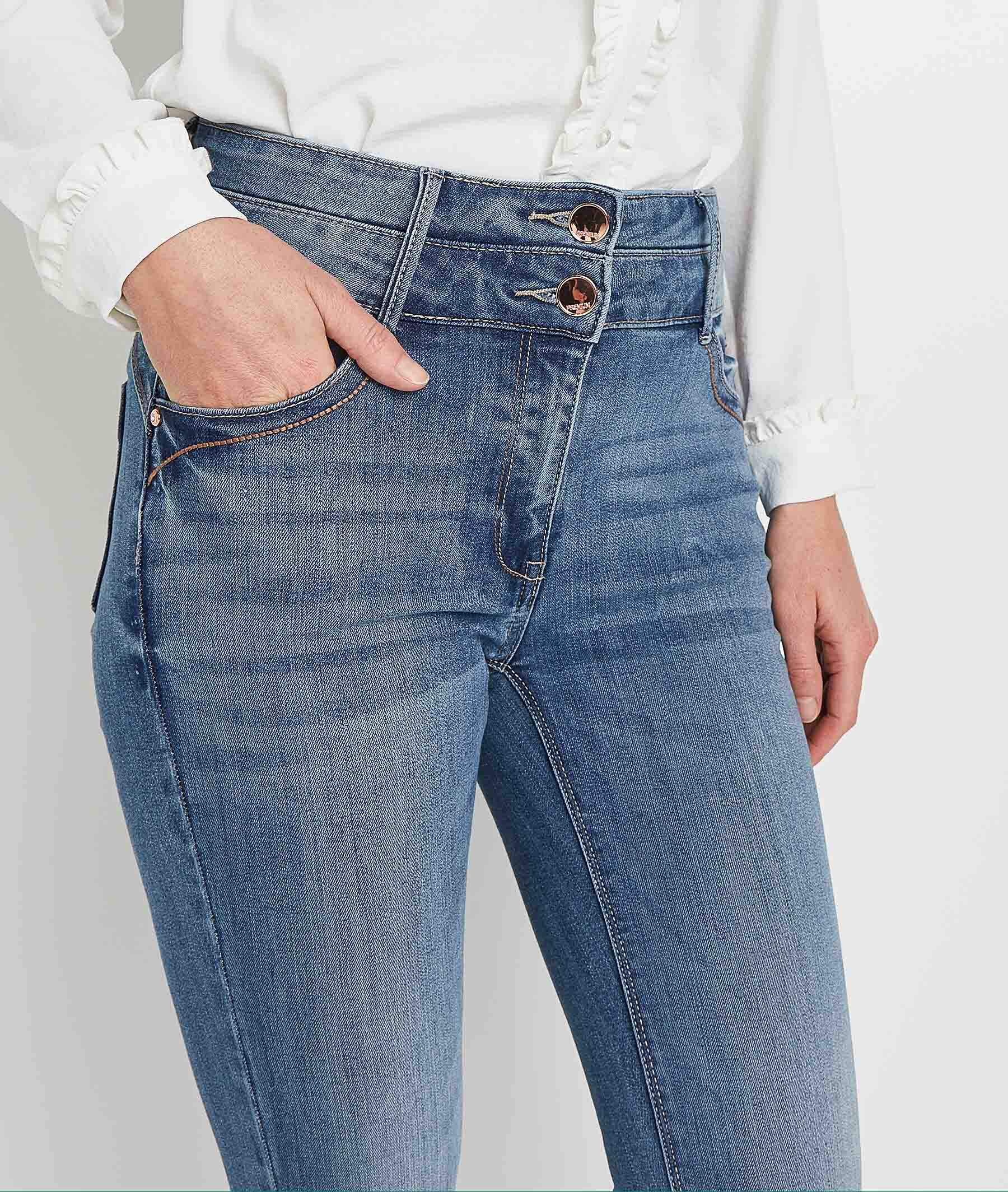 Jean raccourci taille haute HANOI femme - STONE