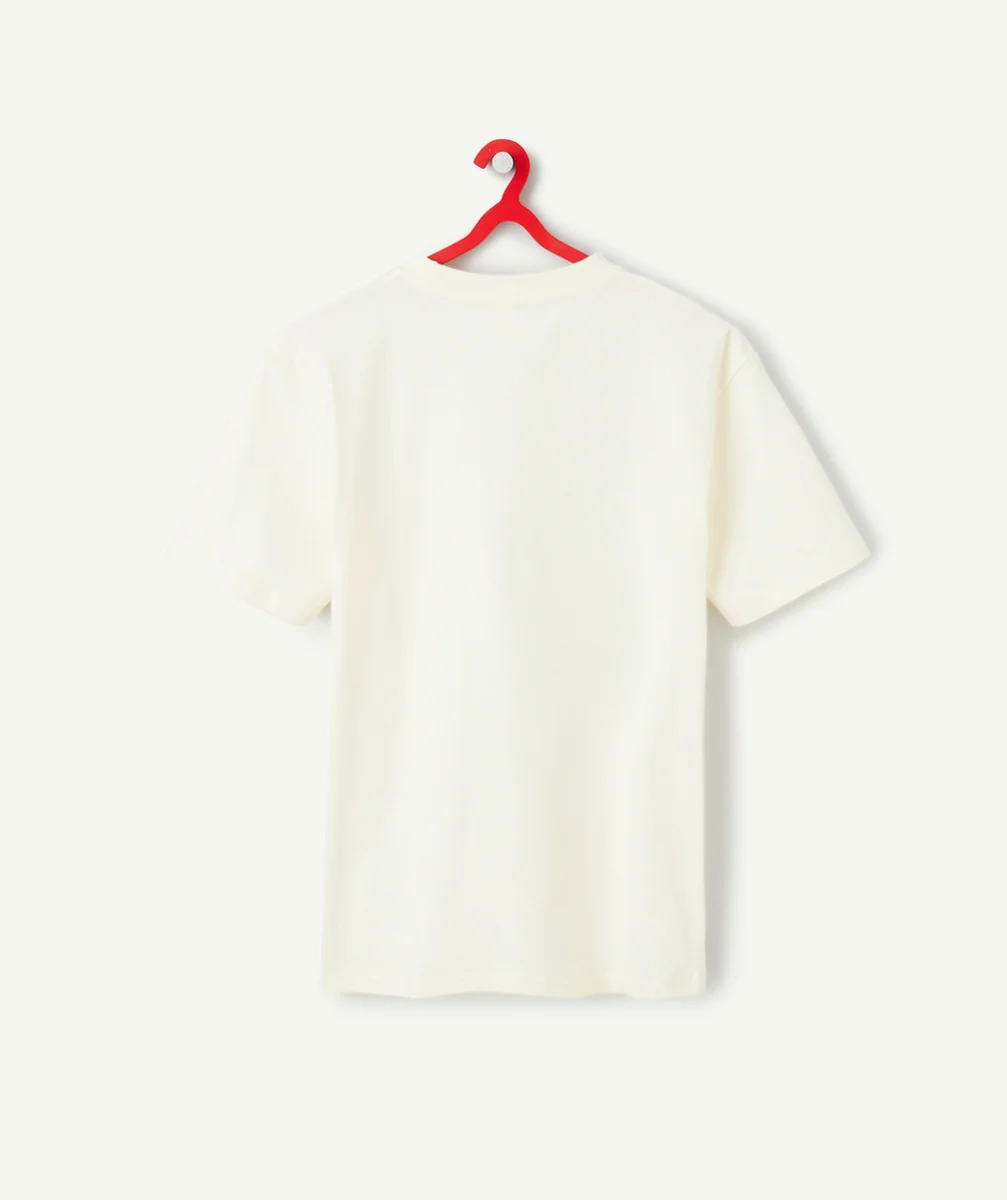 T-SHIRT MANCHES COURTES GARÇON EN COTON BIO ÉCRU AVEC POCHE