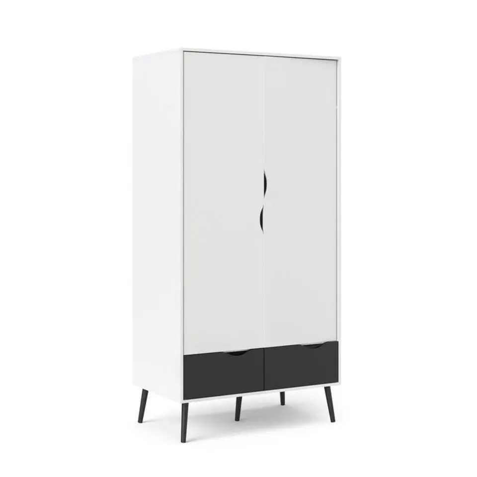 Hioshop Napoli kledingkast zwart/wit
