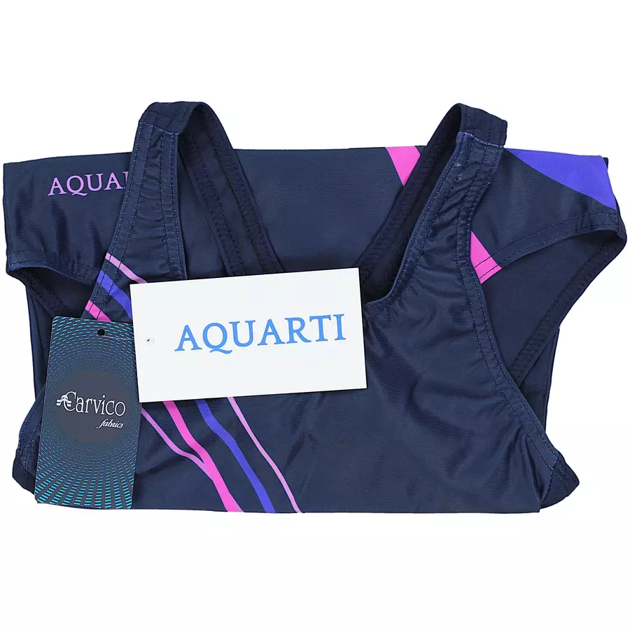 Aquarti Mädchen Badeanzug Chlorresistent Muscleback Wassersport dunkelblaurosa
