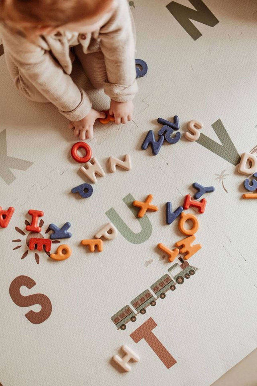 EEVAA 2-in-1 omkeerbare puzzel speelmat en opbergdoos Alphabet/Terrazzo (180x180cm - 9 tegels)