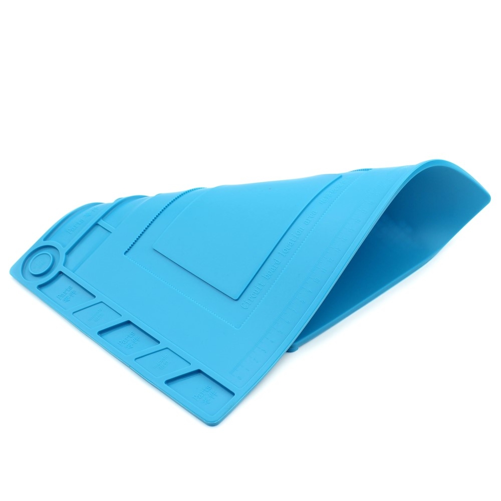 (38x26cm) Silikon Arbeitsmatte Hitzebeständige Anti-Rutsch Unterlage für Lötarbeiten / Reparaturen - Blau