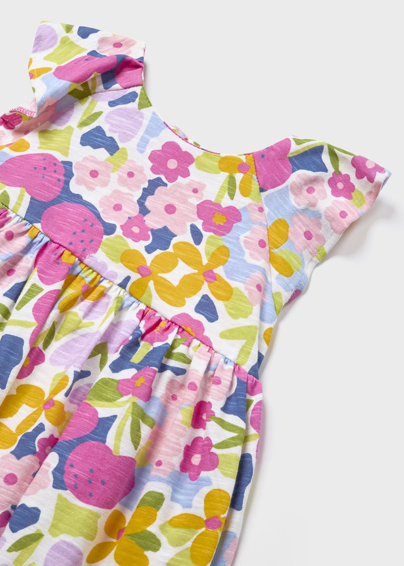 Vestido estampado em algodão sustentável com faixa de cabelo para bebê