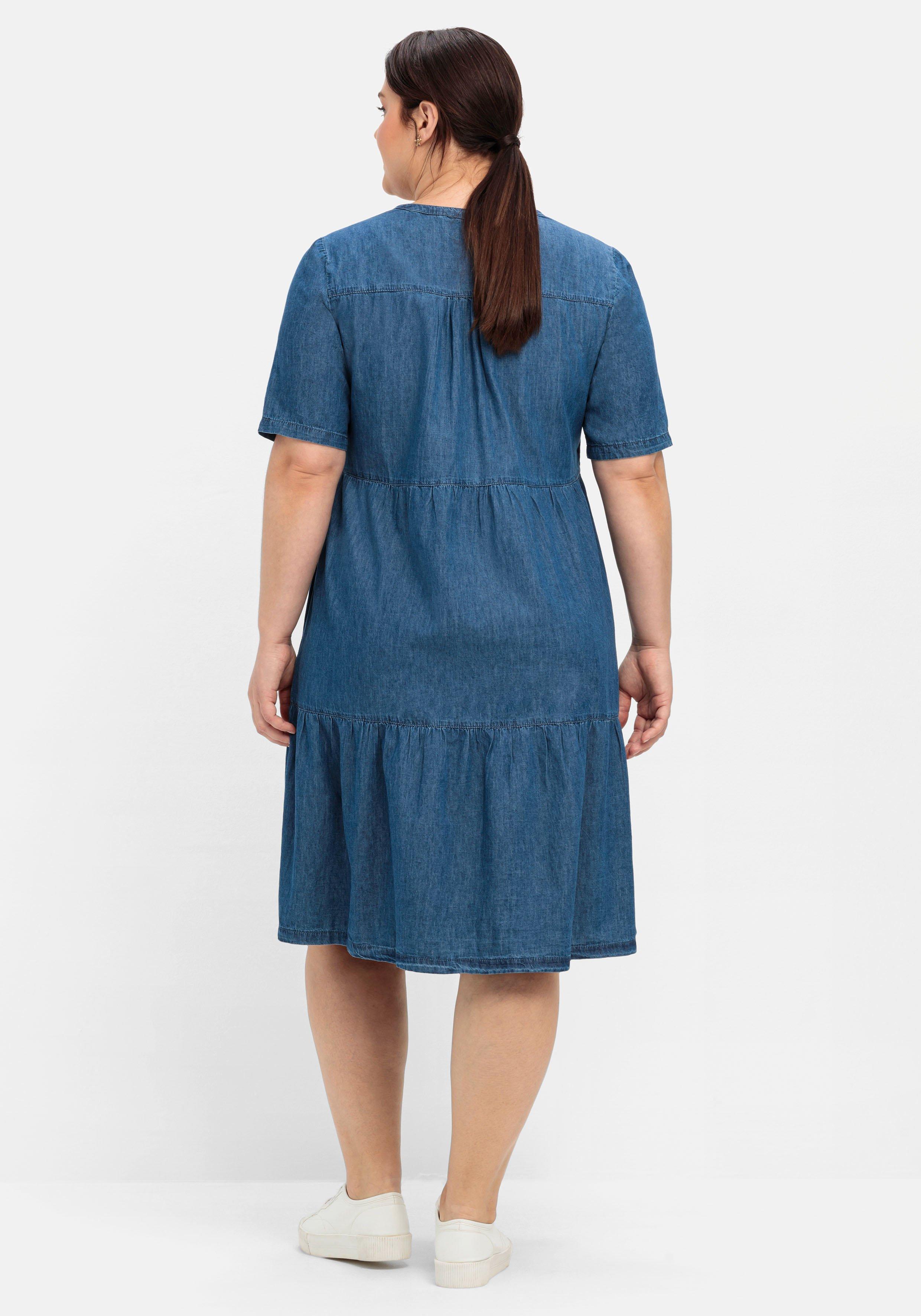 Jeanskleid aus leichtem Denim, in Volant-Optik