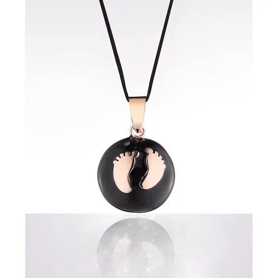 Bola de grossesse   Baby feet email noir/Or rose        de               Cache Coeur