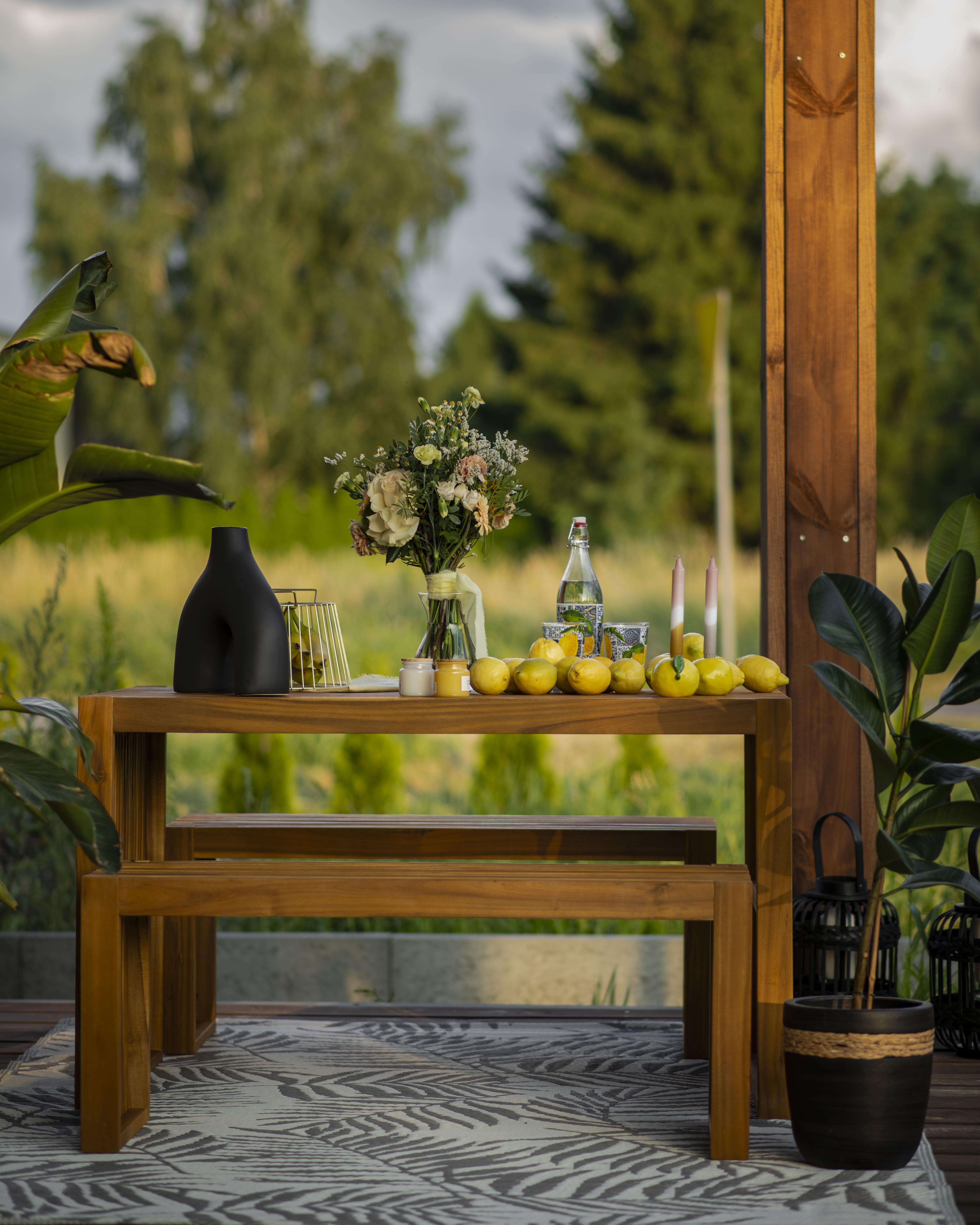 Tuin salontafel BELLANO 150 cm 35 cm Acaciahout Bruin