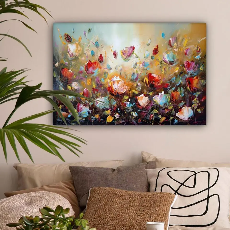 MuchoWow Canvas Schilderij 90x60cm Bloemen Kunst Natuur