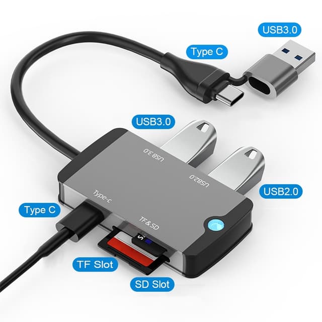 NÖRDIC 1 til 5 USB-dockingstation og kortlæser