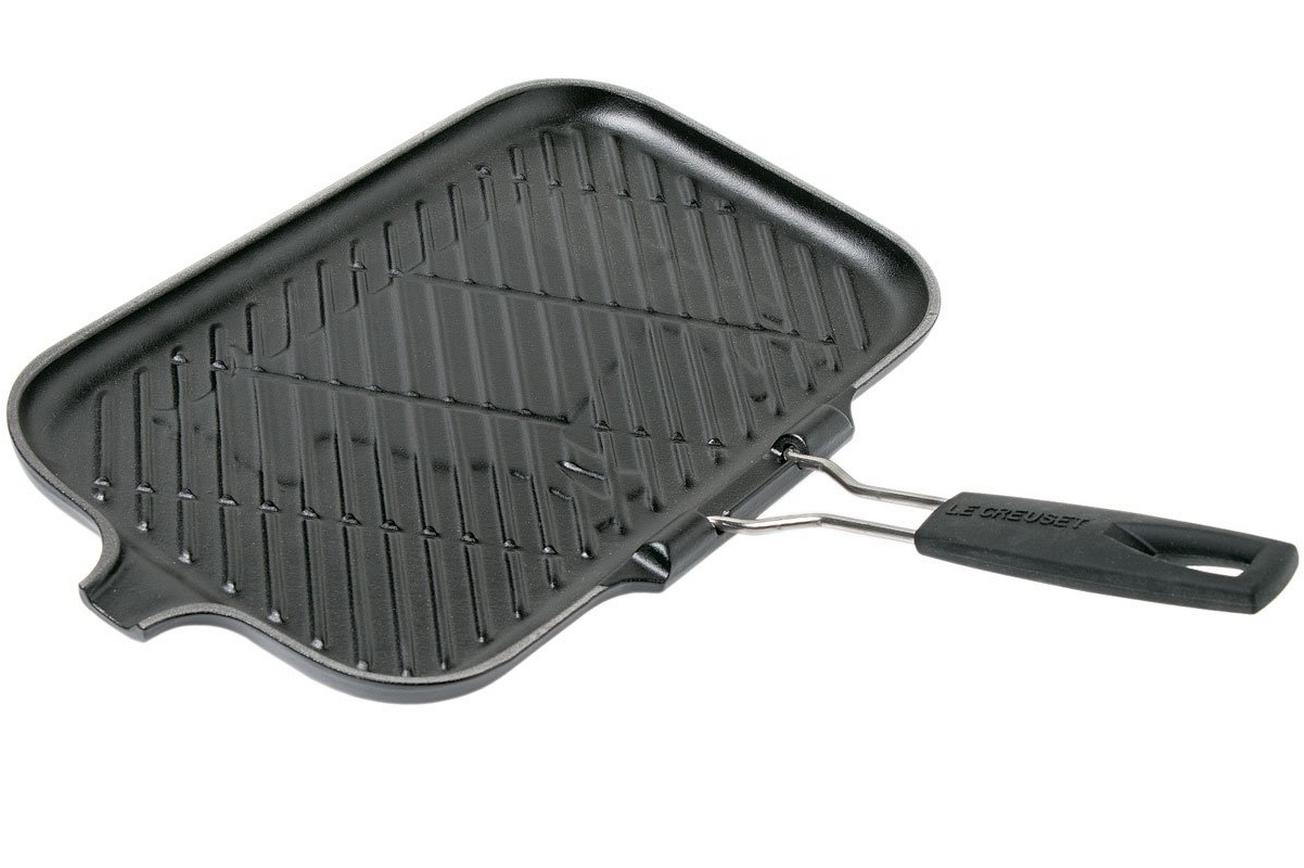 Le Creuset grillpan/skillet 36 cm zwart met inklapbaar handvat
