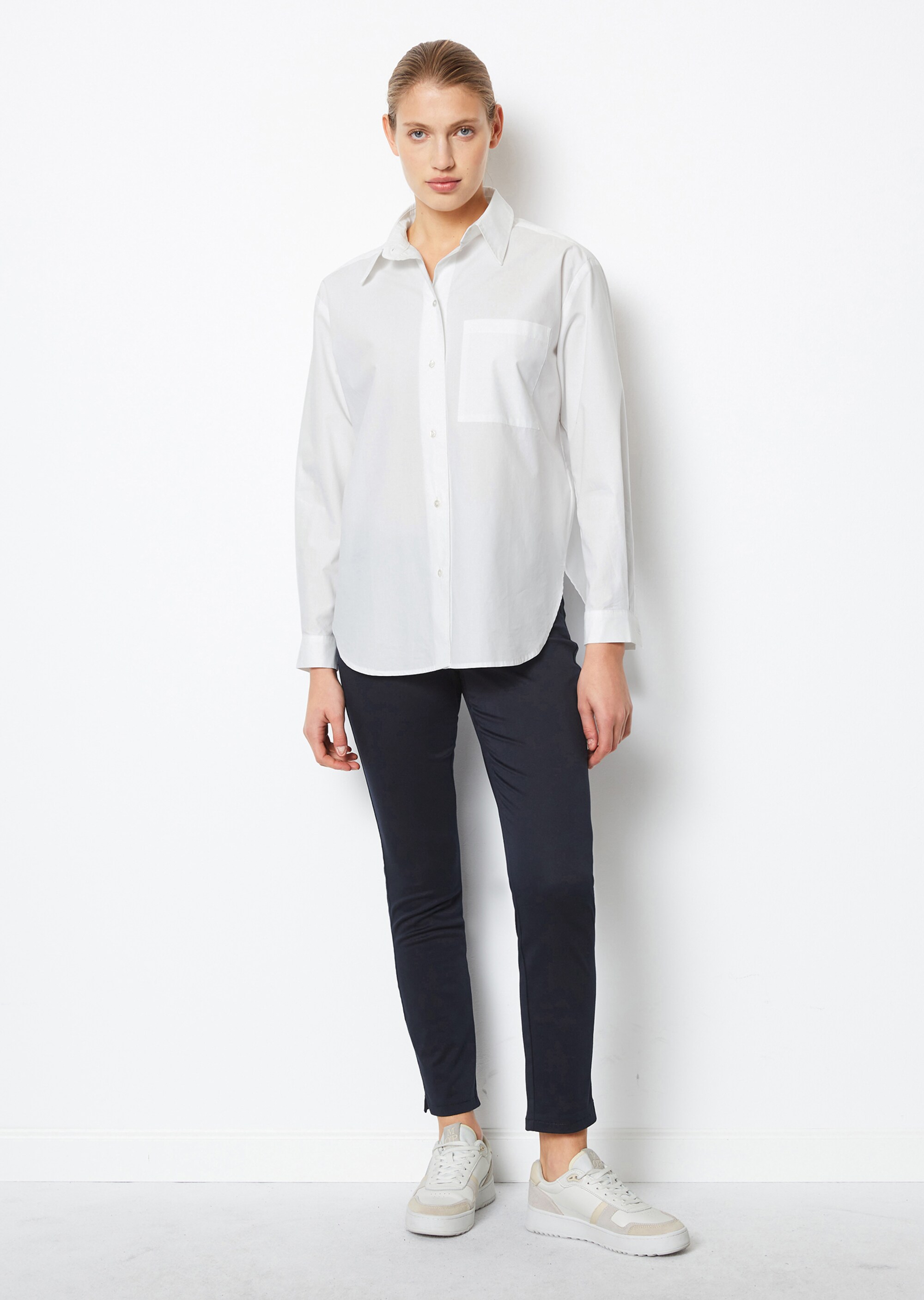 Hemdbluse oversize aus Paper-Touch-Baumwolle