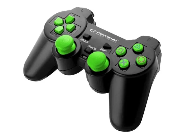 Esperanza TROOPER - Gamepad - kabling - sort, grøn - for PC, Sony PlayStation 3