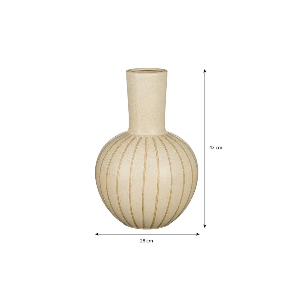 Mica Decorations Holm Vaas - H42 x Ø27,5 cm - Keramiek - Crème