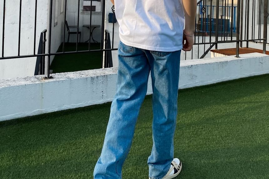 SeoulPop - T-shirt met korte mouwen en tekst in losse pasvorm