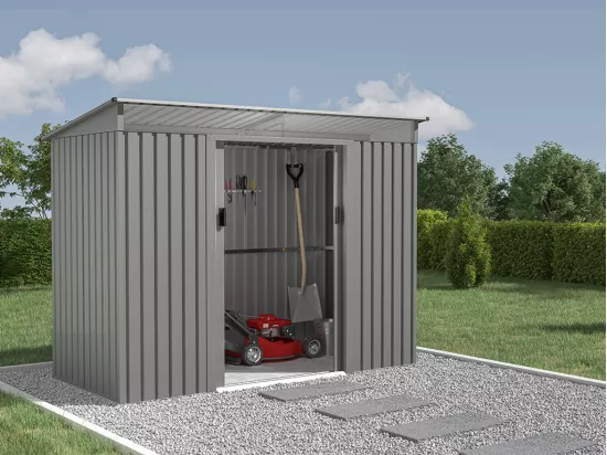 Abri de jardin métal en acier galvanisé gris 3,23 m² - FOLCO