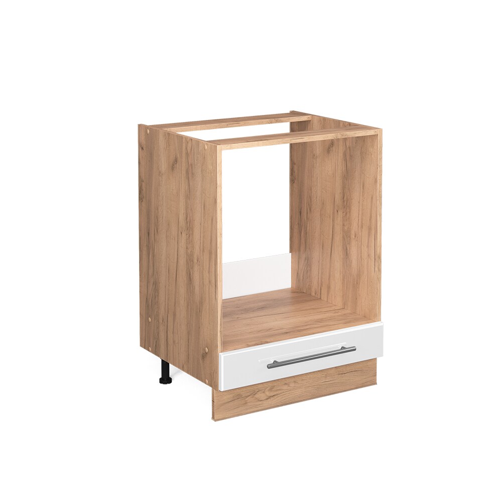 Vicco Herdumbauschrank Küchenschrank Küchenmöbel Fame-Line Eiche Weiß modern 60 cm Küche Einbauküche Blende Herdschrank Küchenzeile Hochglanz