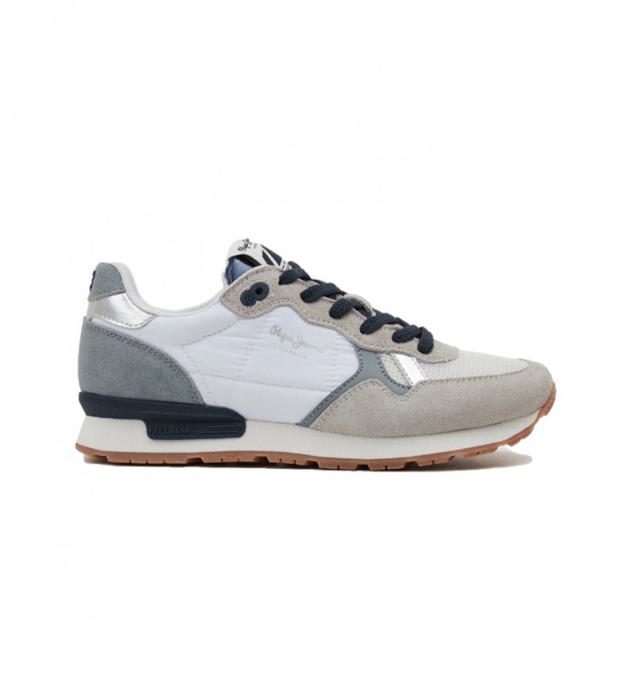 Tênis de couro Pepe Jeans Studio Britt W, branco e cinza.
