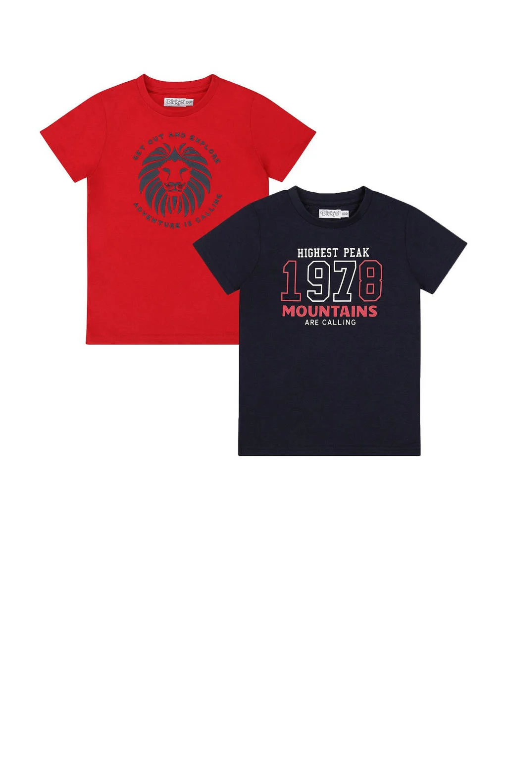 Dirkje t-shirt - set van 2 rood/marineblauw