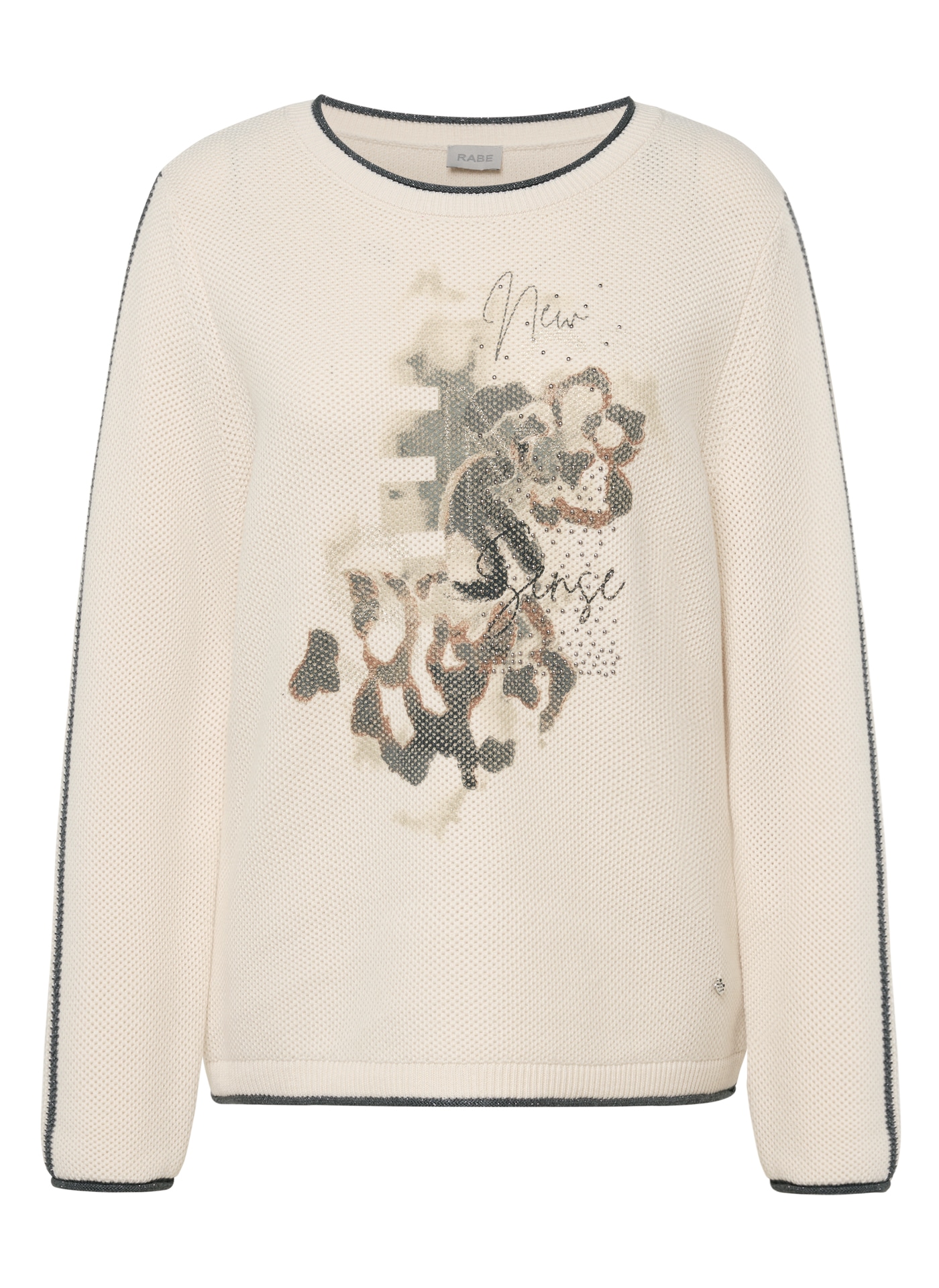 Rabe Rundhalspullover , mit intarsien Print