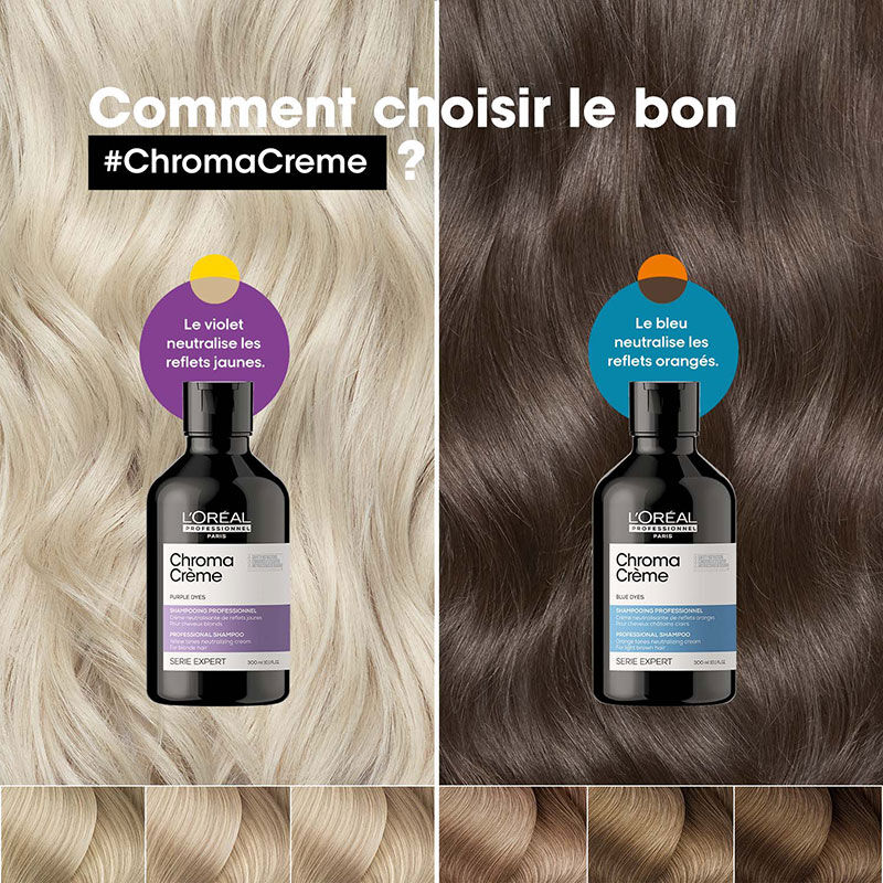 Shampooing neutralisant pour cheveux bruns Chroma Crème bleu