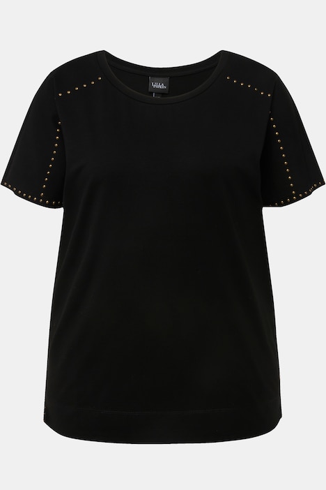T-Shirt, Ziernieten, Oversized, Rundhals, Halbarm