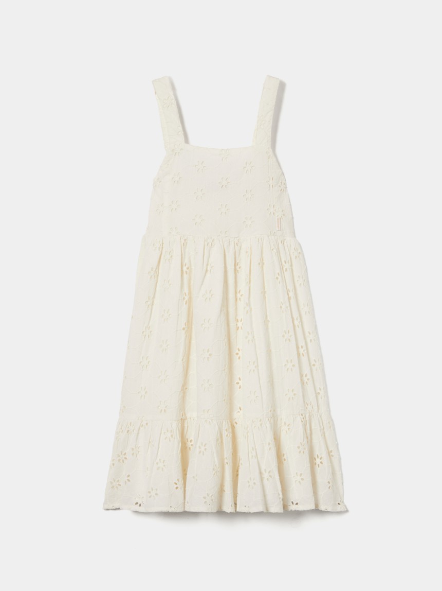 Vestido de alças em bordado inglês