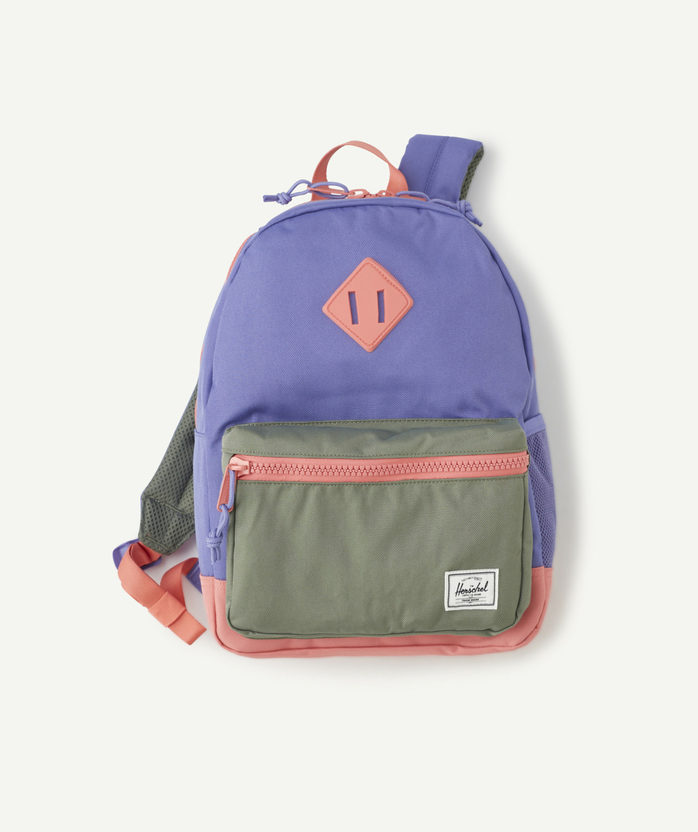 HERSCHELSAC À DOS ENFANT HERITAGE BLEU ET ROSE AVEC POCHE KAKI