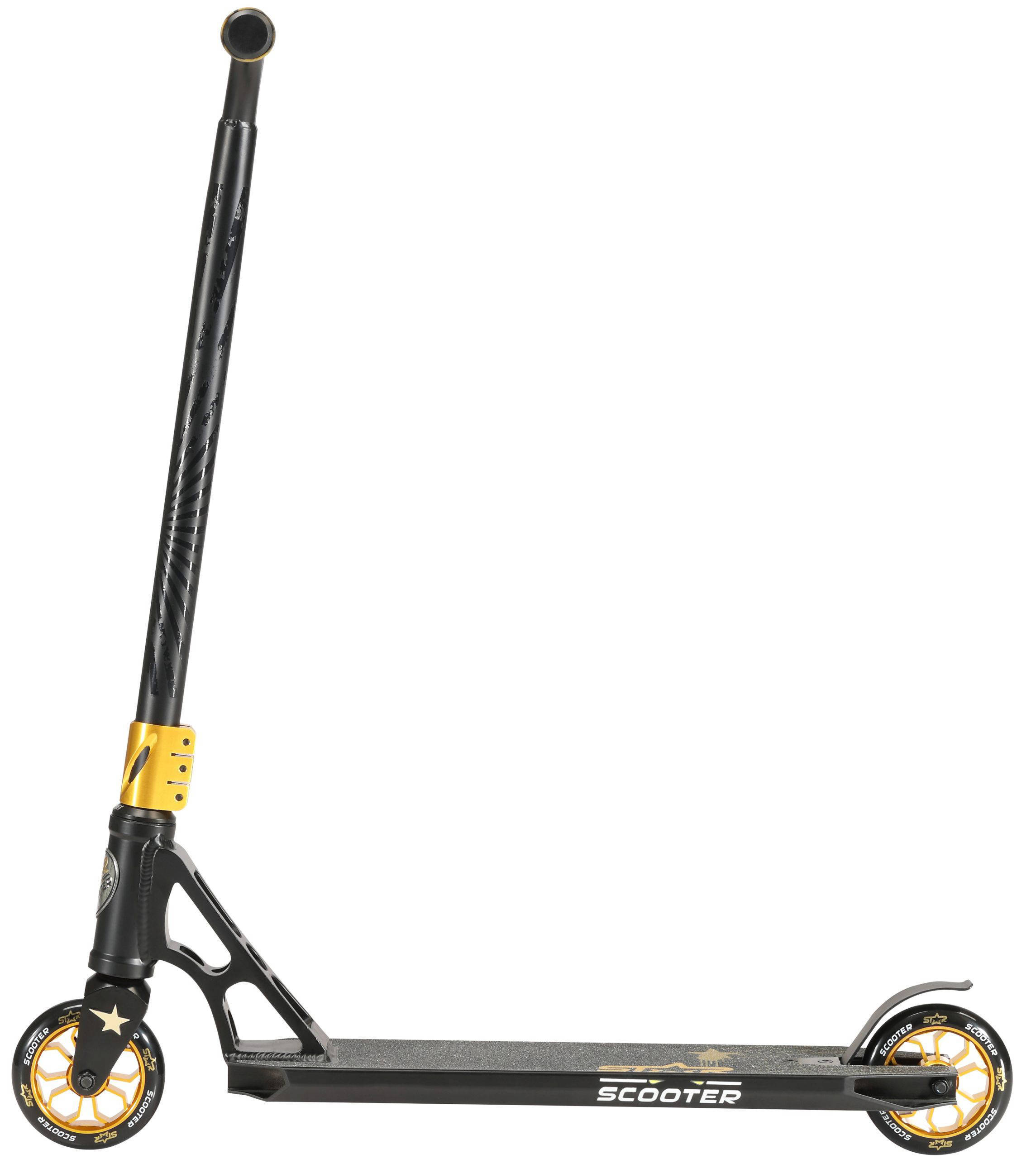 STAR SCOOTER Freestyle Jump alu stuntstep, 110mm Pro Trick Roller, zwart goud