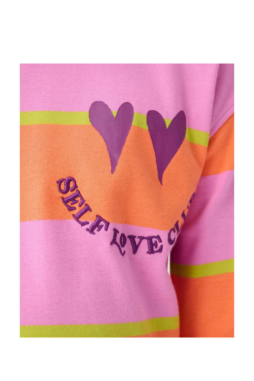 Shoeby gestreepte sweater roze/oranje/limegroen