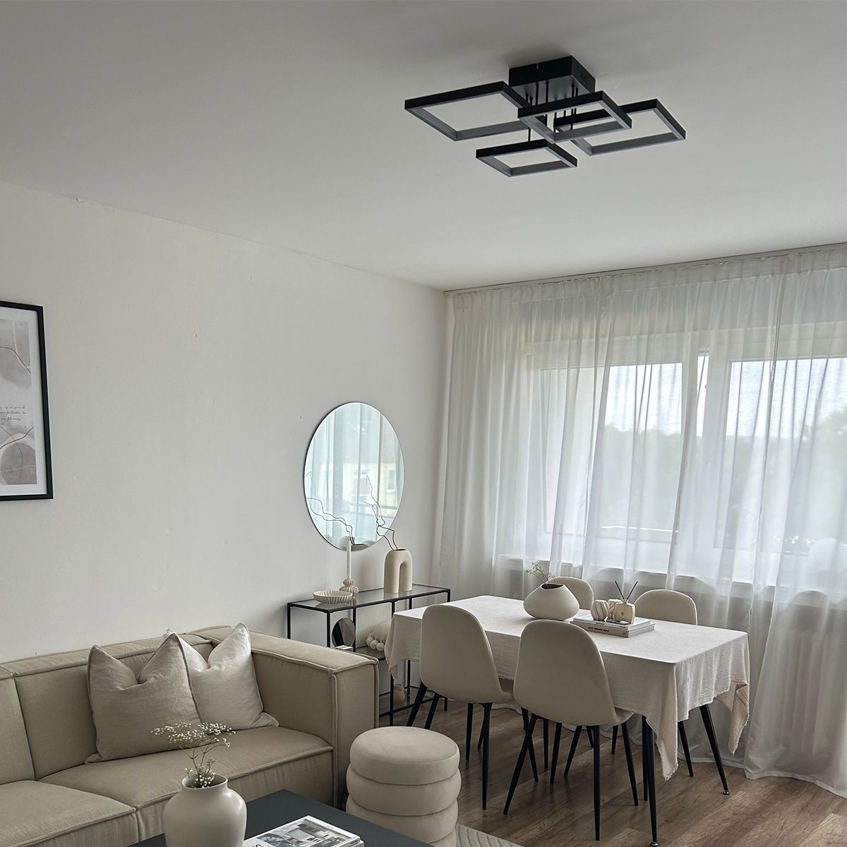 Plafondlamp zwart incl. LED 3 staps dimbaar 4-lichts - Lejo