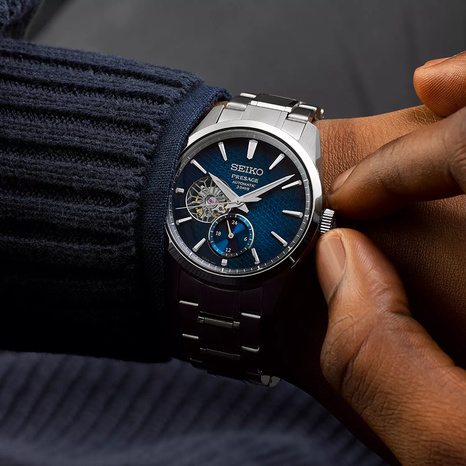 Seiko Presage 'Ao' Sharp-Edged Open Heart SPB417J1
