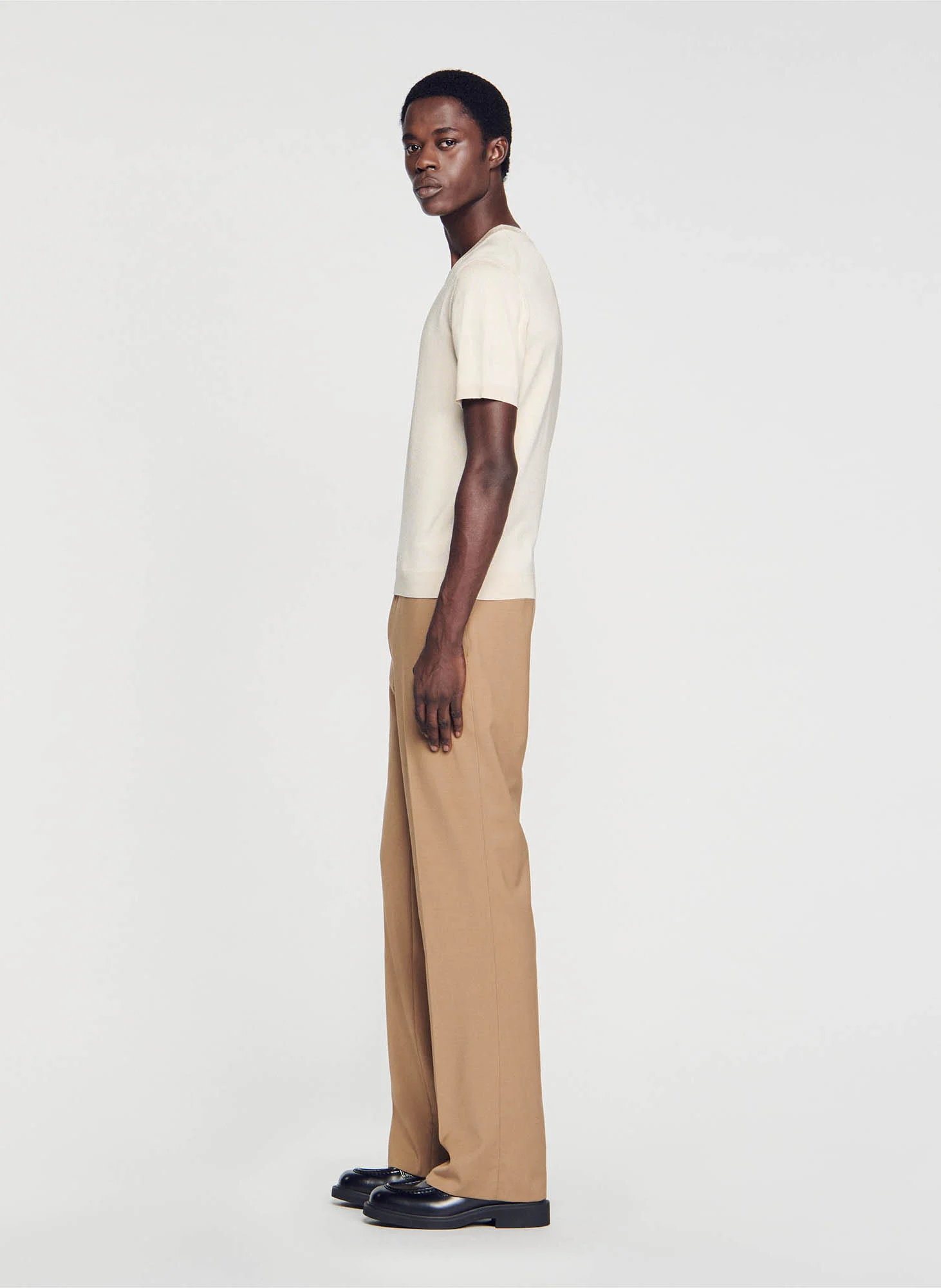 Tee-shirt col rond regular fit| Beige