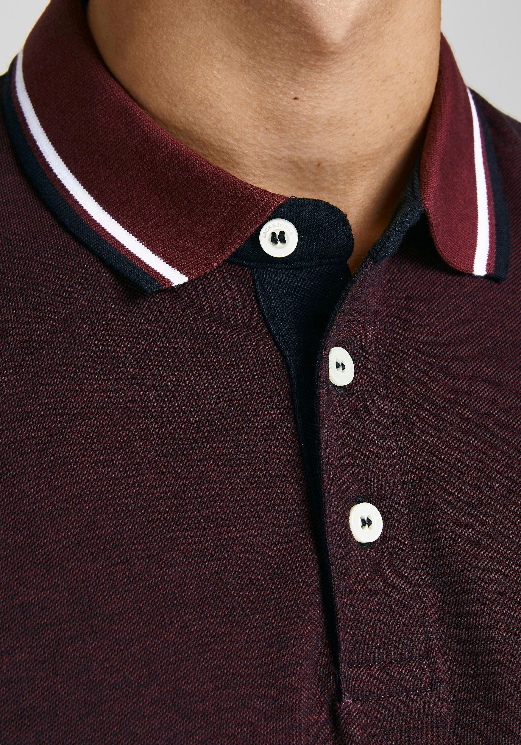 Jack & Jones Poloshirt »JJEPAULOS  Poloshirt mit klassischem Kragen und figurbetonter Form«, Logostickerei, modisch, schmal, Baumwolle, Polokragen