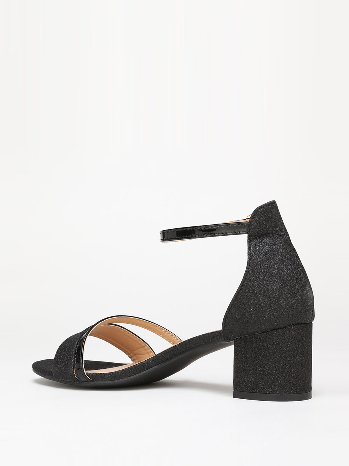 Sandales pailletées et vernies grandes tailles- Noir