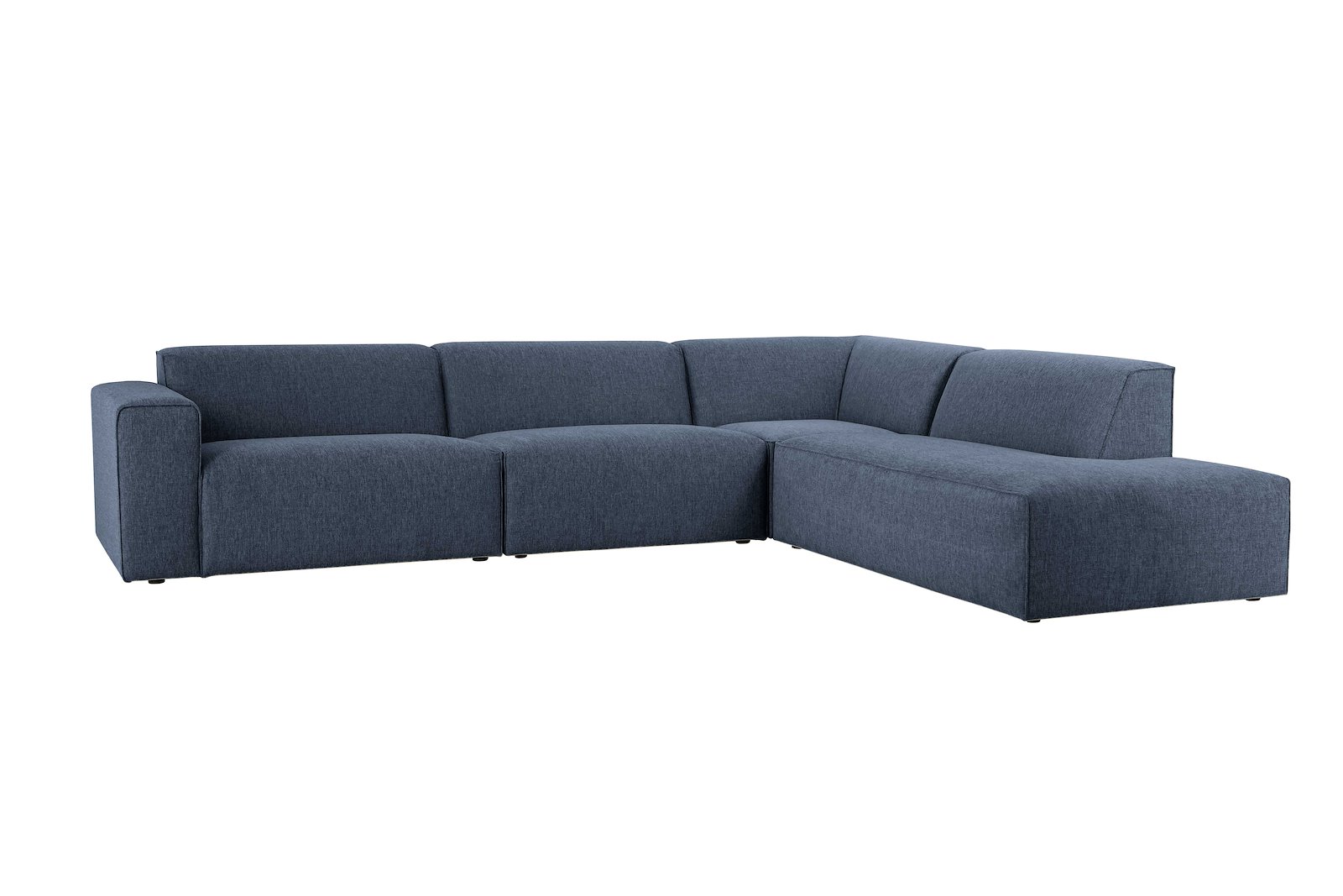 Styl 3-seter med åpen ende høyre Duo puter. Tekstil Brego 16/2 Dark Blue med sorte ben.
