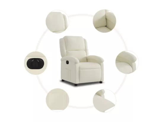 Fauteuil inclinable électrique Crème Velours