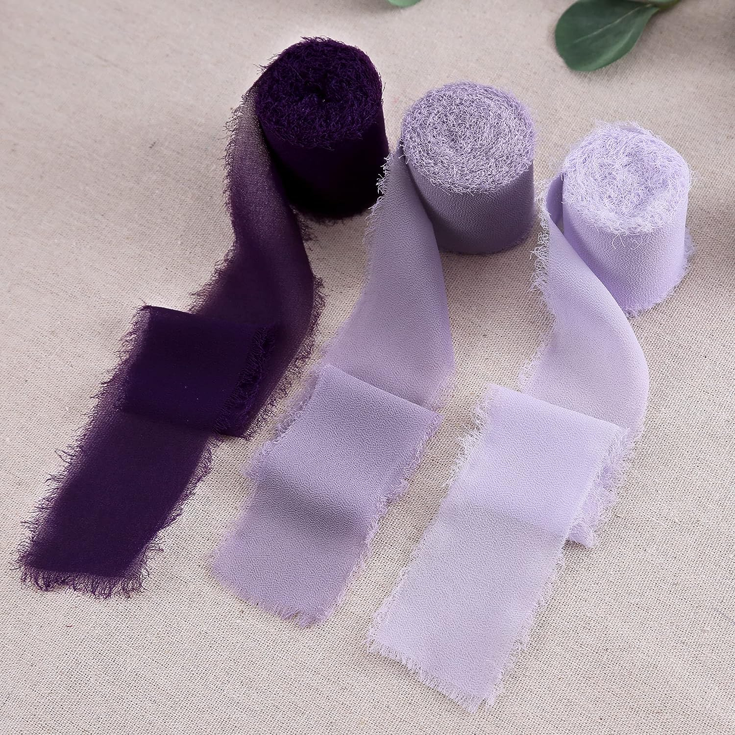 (3er Set) 4cmx5m Chiffon Geschenkband DIY Maschen Deko Band für Geburtstage / Hochzeiten / Taufe - Lila / Violett