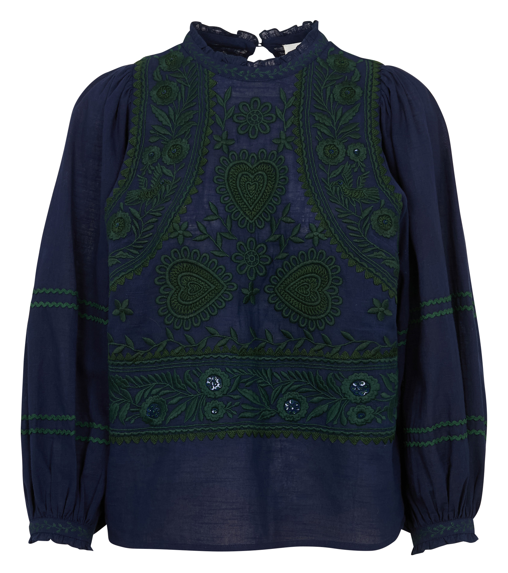 HUGARIAN - Blouse droite col rond en coton | Bleu