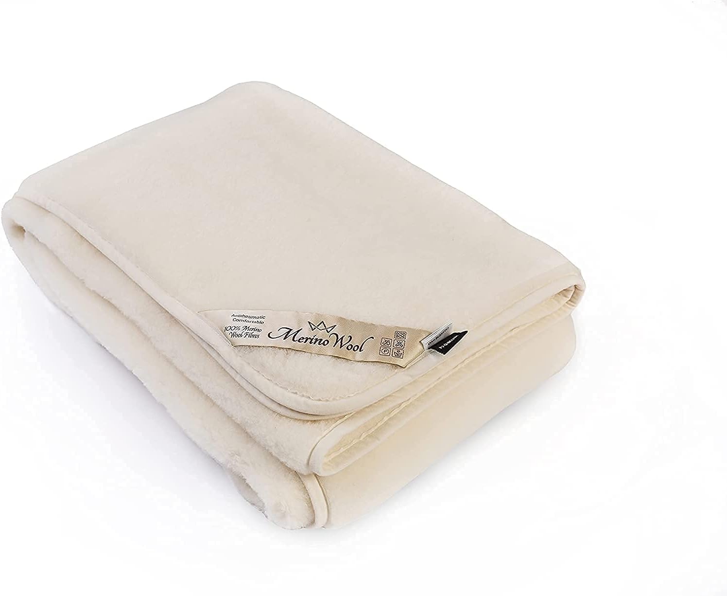 Merino Wool - Wolldecke Schurwolldecke, Gewichtsdecke, Wolldecke Schurwolle 200x200 cm - Kuscheldecke aus 100% Merino Schafwolle - Flauschige Decke Wolle - Beschwerte Decke (BEIGE, 200 x 200)