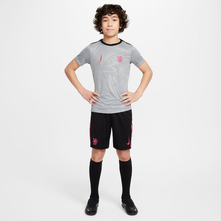 Chelsea T-shirt d'Entraînement Dri-FIT Academy Pro Avant-Match 3ème - Gris/Noir/Rose Enfant