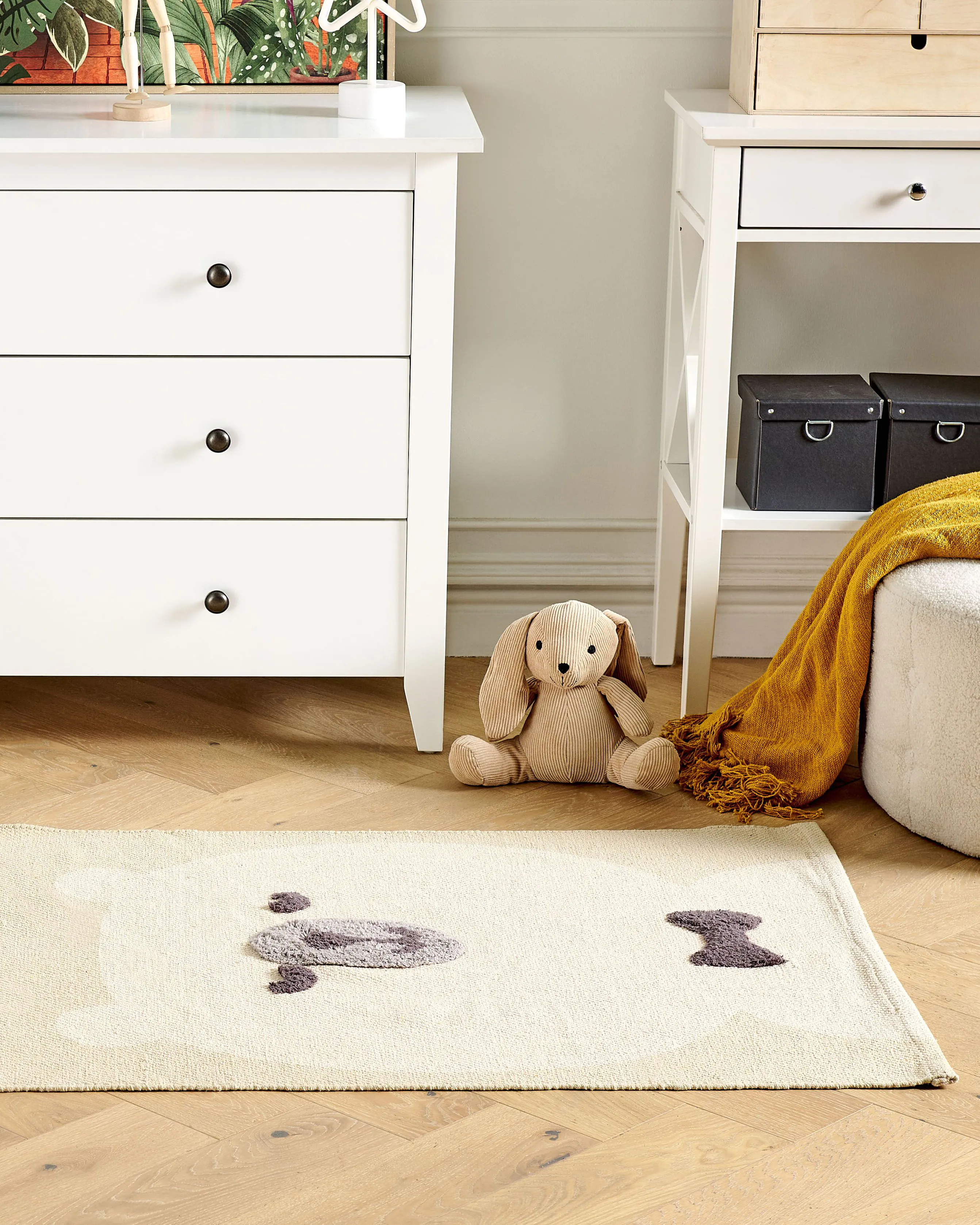 Kindervloerkleed SIMAU Beige 80 x 150 cm Katoen
