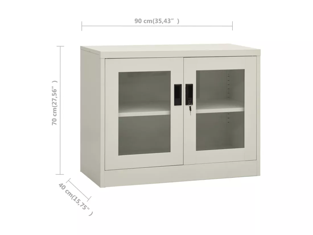 Armoire de bureau Gris clair 90x40x70 Acier