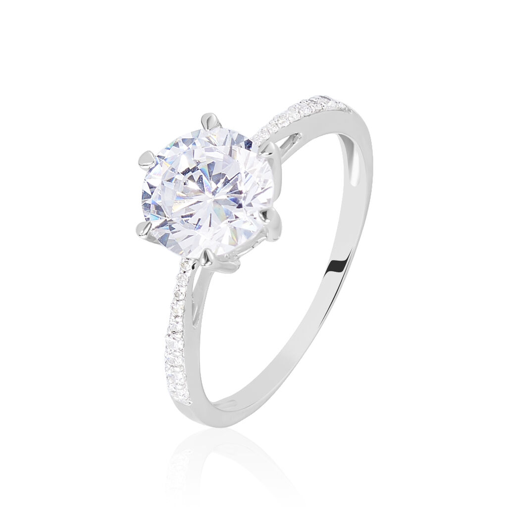 Bague Solitaire Ritage Or Blanc Oxyde De Zirconium