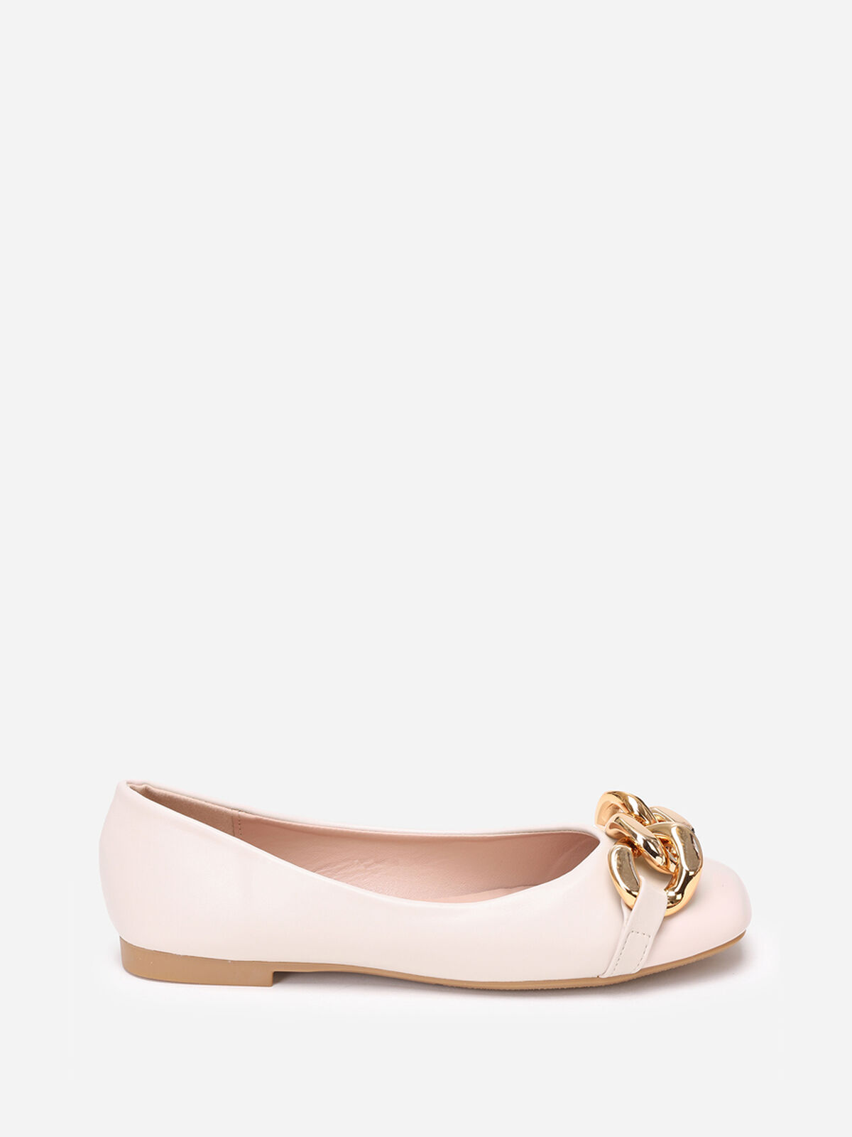 Ballerines à bout carré et chaîne- Beige