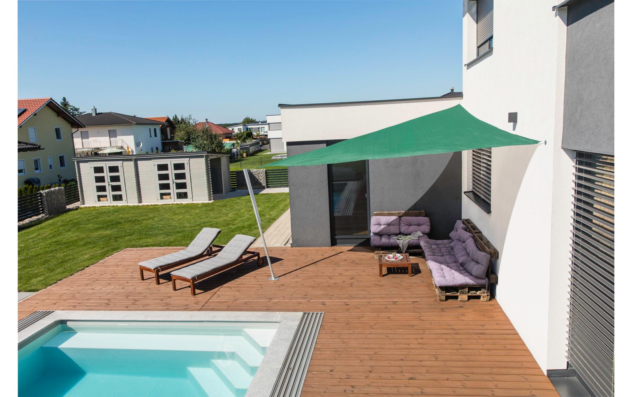 Sonnensegel 400 cm, Dreieck, GrünSchattentuch für den Garten, Terrasse oder Balkon