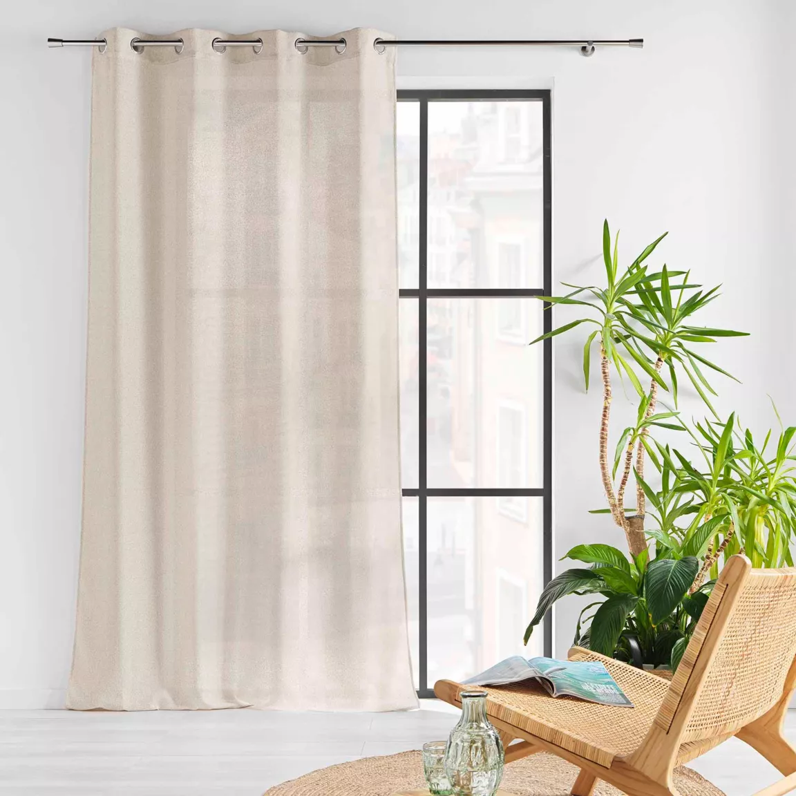Voilage œillets effet lainage (140 x 240 cm) Loulaine Beige